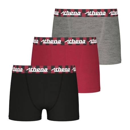 Garçon-Sous-vêtement-Boxers Easy Fun Noir Garçon - ATHENA - Lot de 3 - Coton Stretch - Coupe Doublée - Confortable