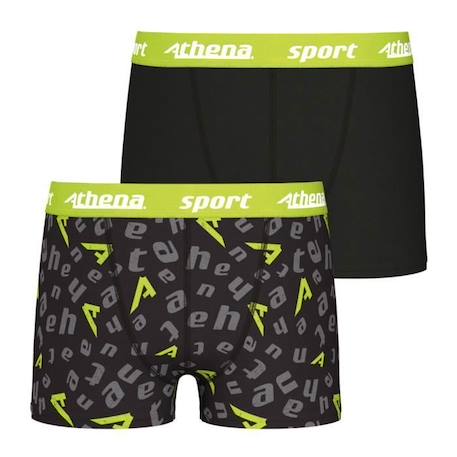 Garçon-Sous-vêtement-Boxers Sport Noir Garçon - ATHENA - Lot de 2 - Microfibre - Doublés en coton