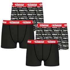 -Boxers garçon Sport ATHENA Noir - Lot de 4 - Microfibre - Confort et liberté de mouvement