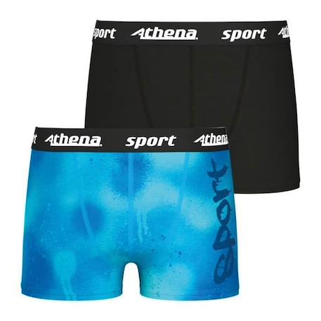 ATHENA Lot de 2 boxers Sport Noir Garçon NOIR 1 - vertbaudet enfant 