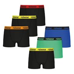 -Lot de 6 boxers ATHENA Ecopack Trio Choc en coton stretch pour garçon - Noir