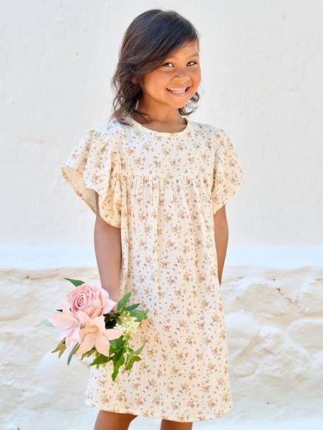 Robe en gaze de coton fille bleu grisé+lavande+rose+vanille+vert sauge+violet 18 - vertbaudet enfant 