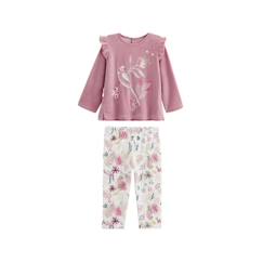 -Pyjama bébé 2 pièces en velours rose Louisa