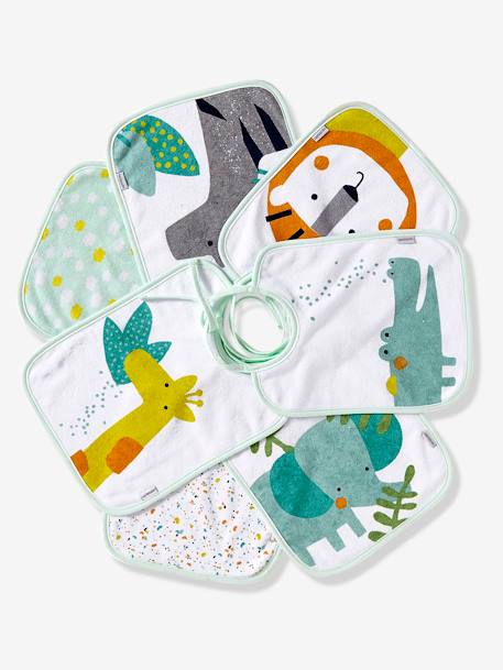 Lot de 7 bavoirs bébé VERTBAUDET imprimé jungle+vert d'eau 1 - vertbaudet enfant 