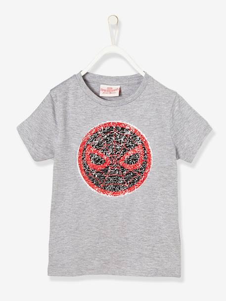 T-shirt garçon Spiderman® à sequins réversibles Gris chiné 4 - vertbaudet enfant 