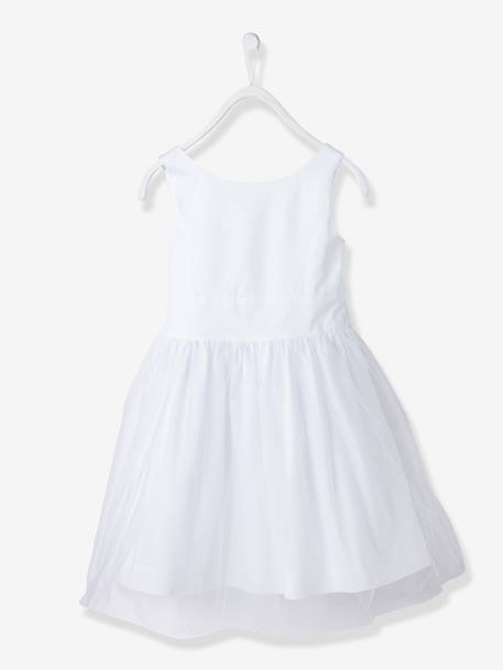 Robe de cérémonie fille en satin et tulle blanc+bleu ciel+Rose poudré 2 - vertbaudet enfant 