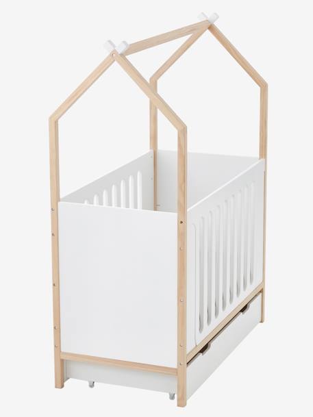 Lit bébé Cabane LIGNE COCONUT transformable en banquette blanc+Sable 1 - vertbaudet enfant 