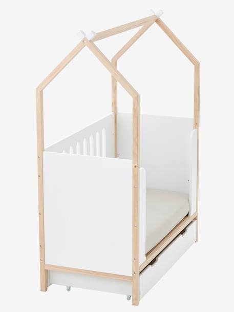 Lit bébé Cabane LIGNE COCONUT transformable en banquette blanc+Sable 3 - vertbaudet enfant 