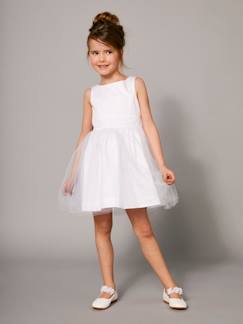 -Robe de cérémonie fille en satin et tulle