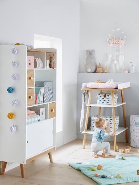 Table à langer LIGNE CONFETTI blanc/bois 4 - vertbaudet enfant 