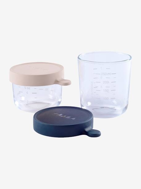 Coffret de 2 pots de conservation en verre BEABA airy green/ light mist+BLEU/ROSE 2 - vertbaudet enfant 