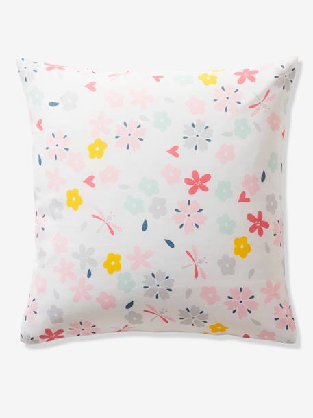 Parure housse de couette + taie d'oreiller enfant polyester et coton FLOR'AILES blanc imprimé 5 - vertbaudet enfant 