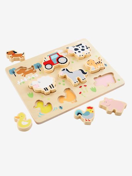 Puzzle à encastrer Ferme en bois FSC® multicolore 6 - vertbaudet enfant 