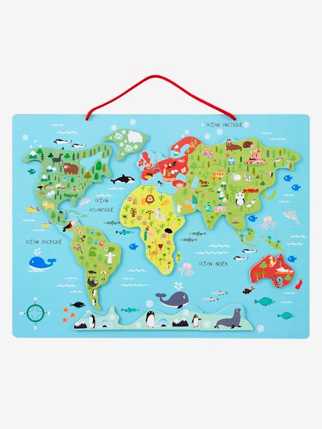 Puzzle Monde magnétique en bois FSC® multicolore 4 - vertbaudet enfant 