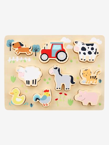 Puzzle à encastrer Ferme en bois FSC® multicolore 3 - vertbaudet enfant 