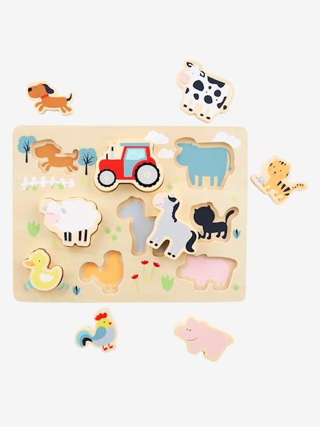 Puzzle à encastrer Ferme en bois FSC® multicolore 4 - vertbaudet enfant 