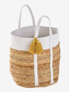 -Panier de rangement en jute bicolore