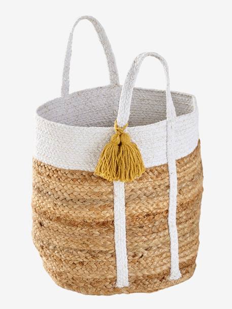 Panier de rangement en jute bicolore blanc 1 - vertbaudet enfant 