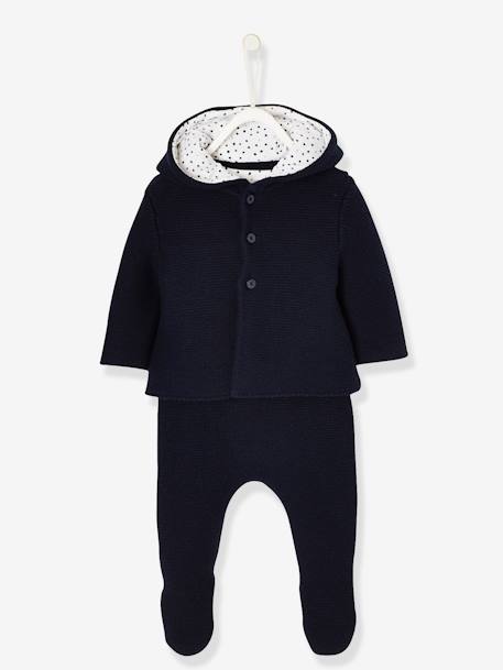 Ensemble naissance 3 pièces point mousse marine grisé 7 - vertbaudet enfant 