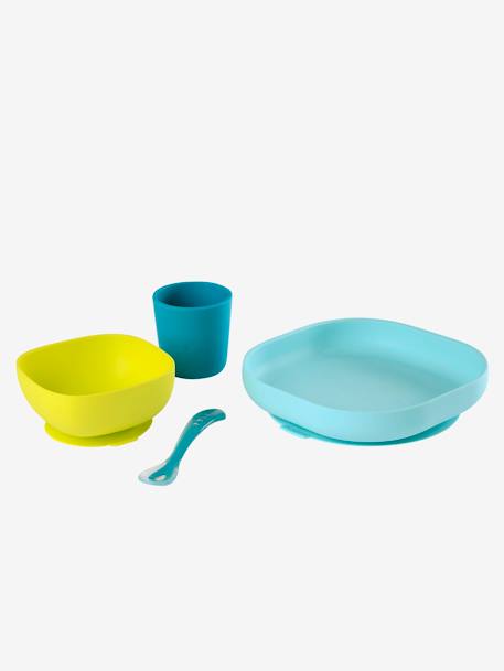 Set vaisselle 4 pièces silicone BEABA bleu+bleu+EUCALYPTUS+jaune+jungle+NIGHT BLUE+rose 2 - vertbaudet enfant 