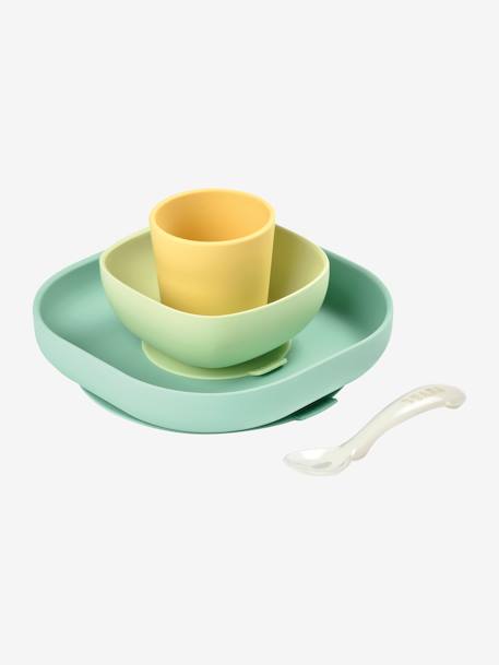 Set vaisselle 4 pièces silicone BEABA bleu+bleu+EUCALYPTUS+jaune+jungle+NIGHT BLUE+rose 17 - vertbaudet enfant 