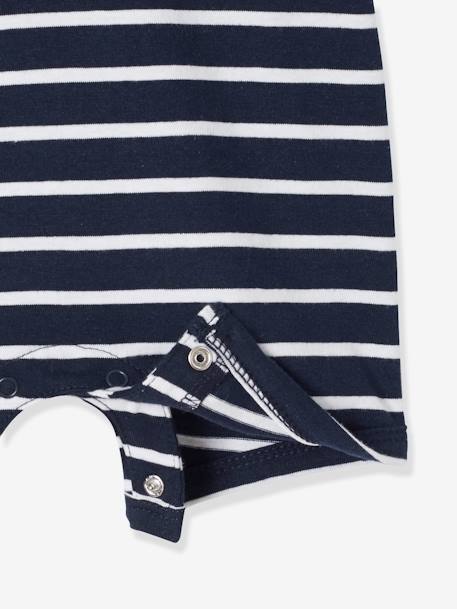 Combinaison de plage col polo bébé garçon bleu marine/blanc+caramel rayé 4 - vertbaudet enfant 