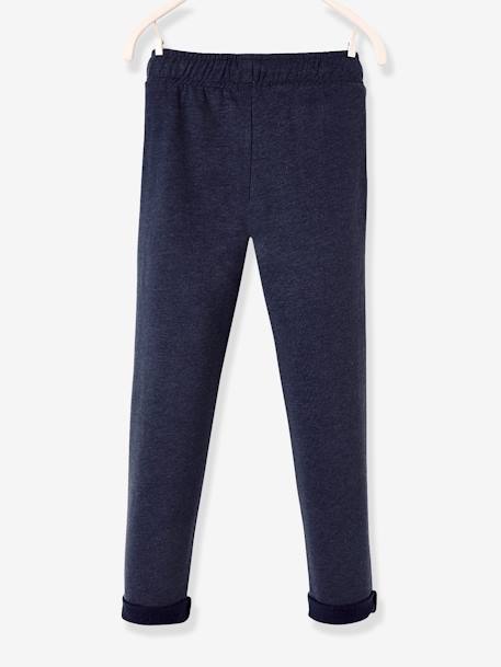 Pantalon jogger garçon en molleton BASICS marine chiné+noir chiné+vert sauge 2 - vertbaudet enfant 