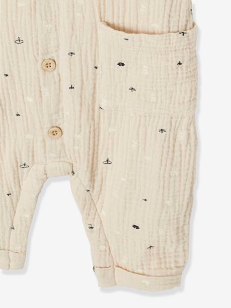 Combinaison bébé naissance garçon en gaze de coton brodée beige 6 - vertbaudet enfant 