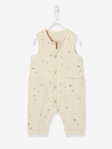 Combinaison bébé naissance garçon en gaze de coton brodée beige 2 - vertbaudet enfant 