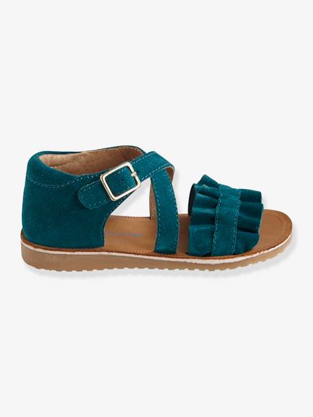 Sandales en cuir fille collection maternelle émeraude 2 - vertbaudet enfant 