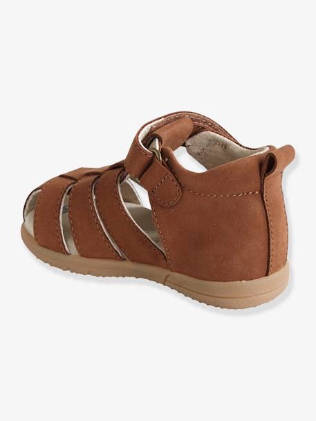 Sandales scratchées cuir bébé premiers pas cognac+marine+marron 3 - vertbaudet enfant 