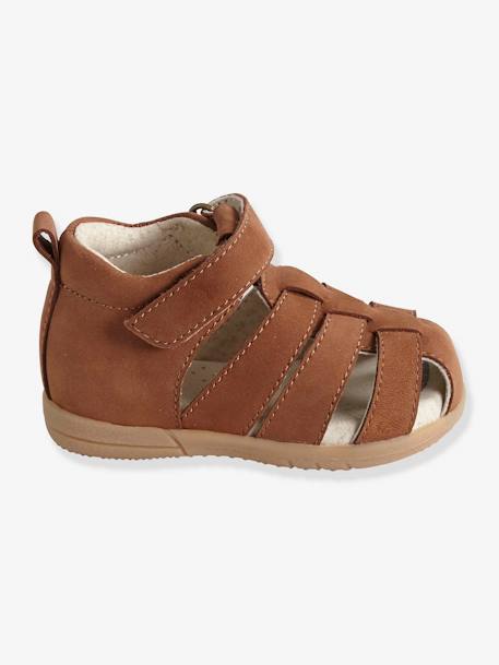 Sandales scratchées cuir bébé premiers pas cognac+marine+marron 2 - vertbaudet enfant 