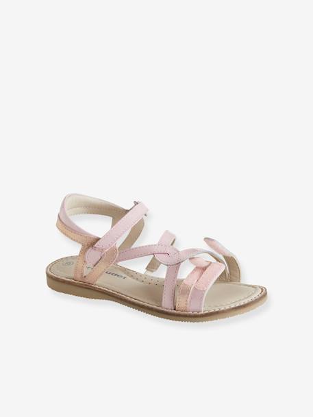 Sandales scratchées en cuir fille collection maternelle rose métallisé 2 - vertbaudet enfant 