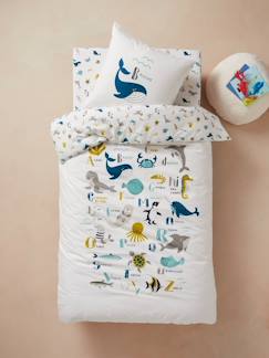 Parure housse de couette + taie d'oreiller enfant ABECEDAIRE MARIN  - vertbaudet enfant