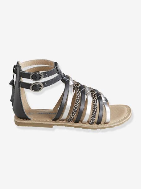 Sandales fille en cuir argent/multicolore+noir 8 - vertbaudet enfant 