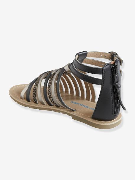 Sandales fille en cuir argent/multicolore+noir 9 - vertbaudet enfant 