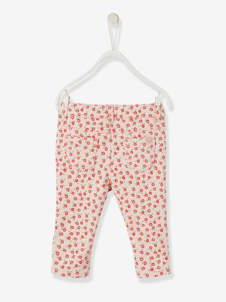 Pantalon slim bébé fille ceinture pressionnée Rose à fleurs 2 - vertbaudet enfant 