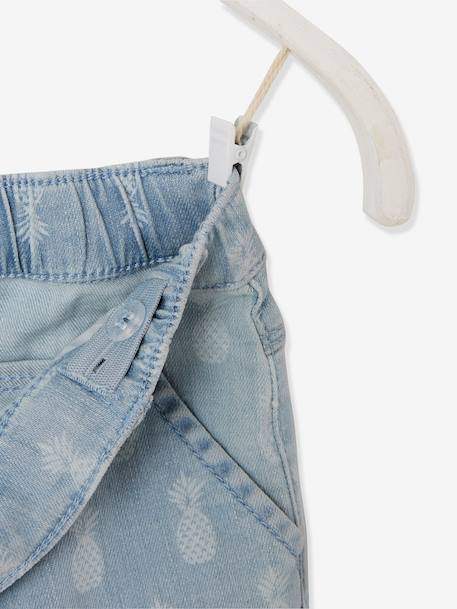 Bermuda en jean fille motifs ananas DENIM BLEACHED 3 - vertbaudet enfant 