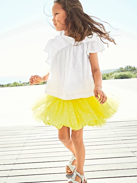 Jupon en tulle à sequins JAUNE CLAIR 1 - vertbaudet enfant 