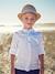 Chemise col Mao en coton/lin garçon manches retroussables blanc+bleu ciel+Bleu moyen+vert 2 - vertbaudet enfant 