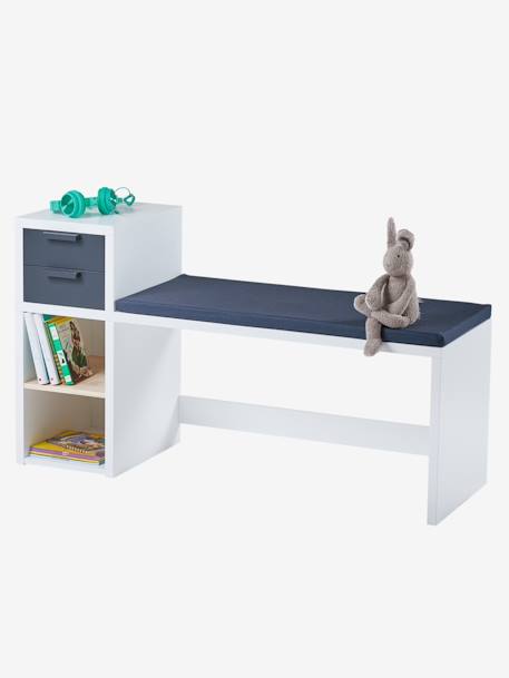 Banc de lecture + rangement LIGNE REGLISSE Blanc/gris foncé 2 - vertbaudet enfant 