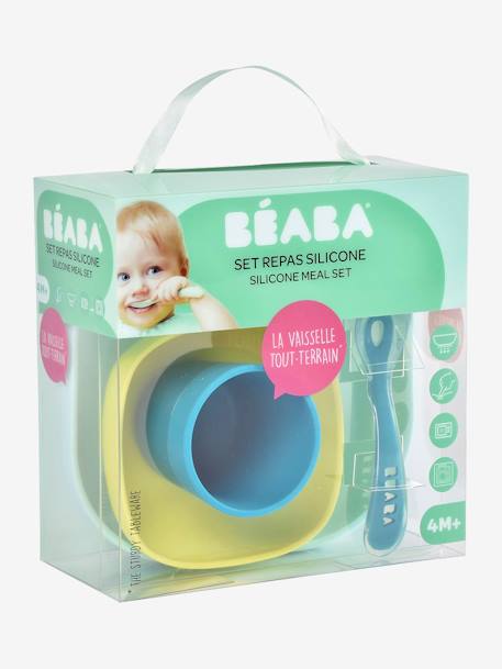 Set vaisselle 4 pièces silicone BEABA bleu+bleu+EUCALYPTUS+jaune+jungle+NIGHT BLUE+rose 7 - vertbaudet enfant 