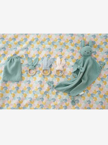 Doudou personnalisable en gaze de coton + hochet rond vert 8 - vertbaudet enfant 