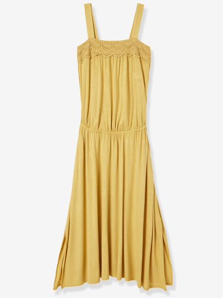 Robe longue de maternité col macramé JAUNE SAFRAN 1 - vertbaudet enfant 