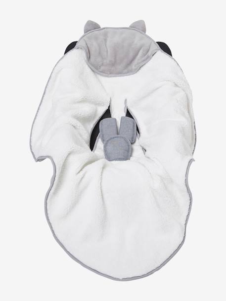 Plaid bébé à capuche en microfibre, doublé polaire gris 3 - vertbaudet enfant 