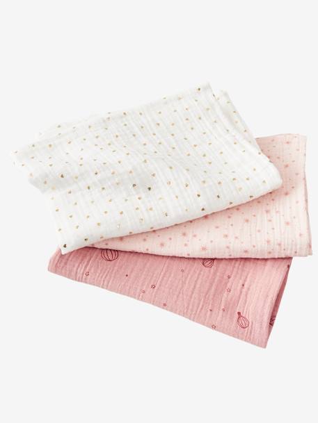 Lot de 3 langes personnalisables en gaze de coton nude imprimé 1 - vertbaudet enfant 