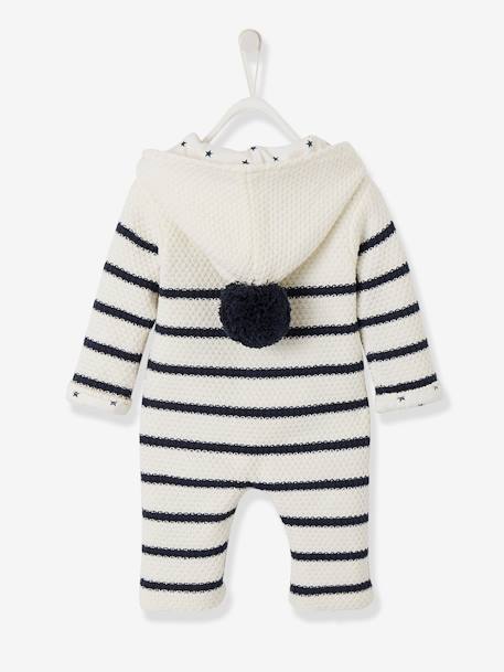 Combinaison en tricot bébé naissance doublée Ivoire rayé 6 - vertbaudet enfant 