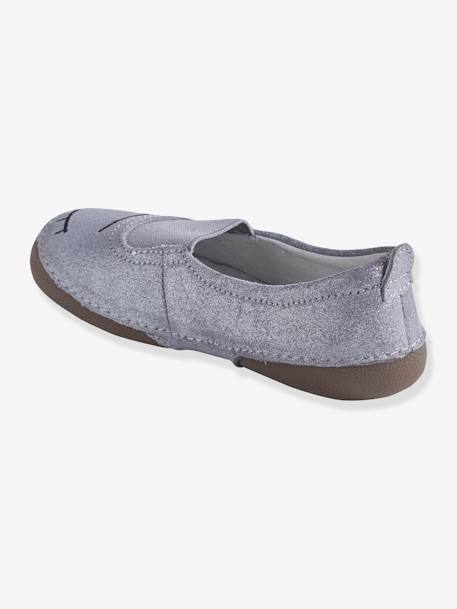 Chaussons élastiqués fille en cuir Gris clair 2 - vertbaudet enfant 