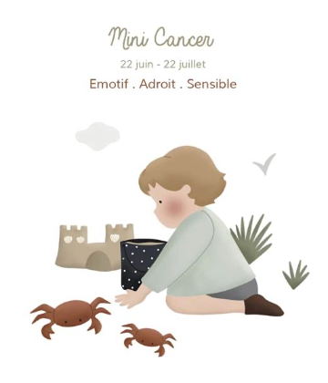 Mini Cancer. 22 juin - 22 juillet. Emotif, Adroit, Sensible